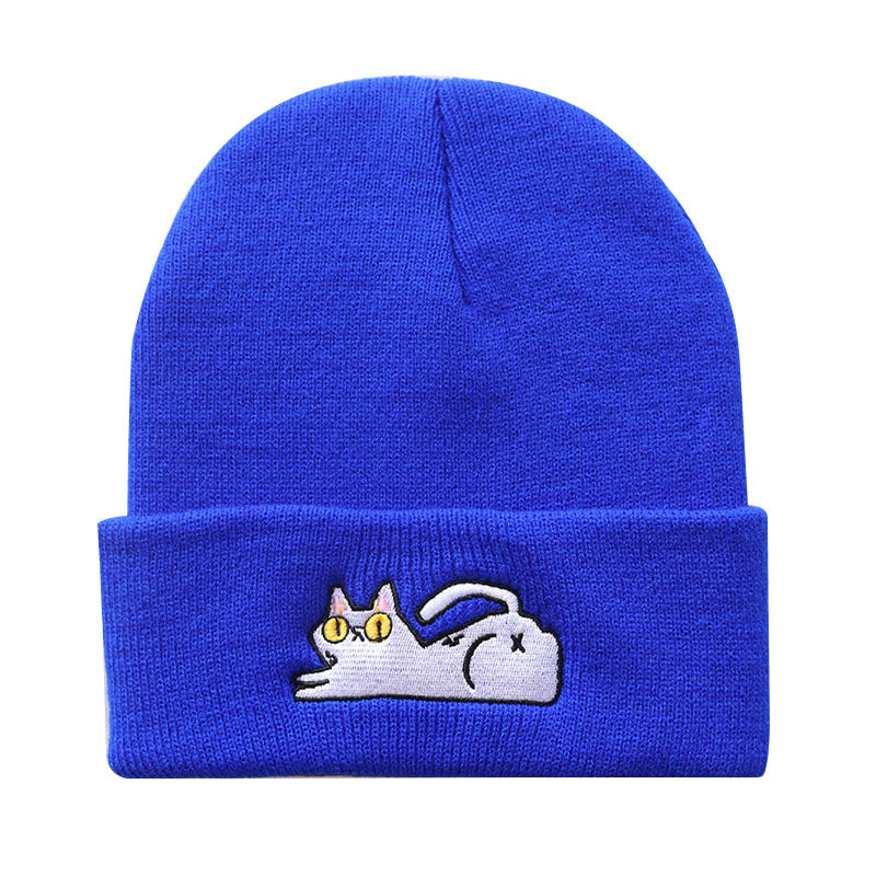 XP Streetwear Embroidered Cat Beanie – Winter Knit Hat
